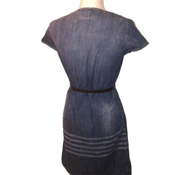 Dsquared2 Dress Size 38 Womens Distressed Denim Belt Snap Short Sleeve Blue - Picture 2 of 15